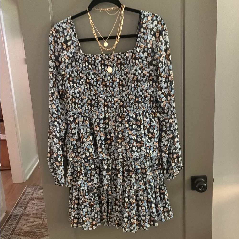 Madden Girl Floral Midi Dress - Black and White